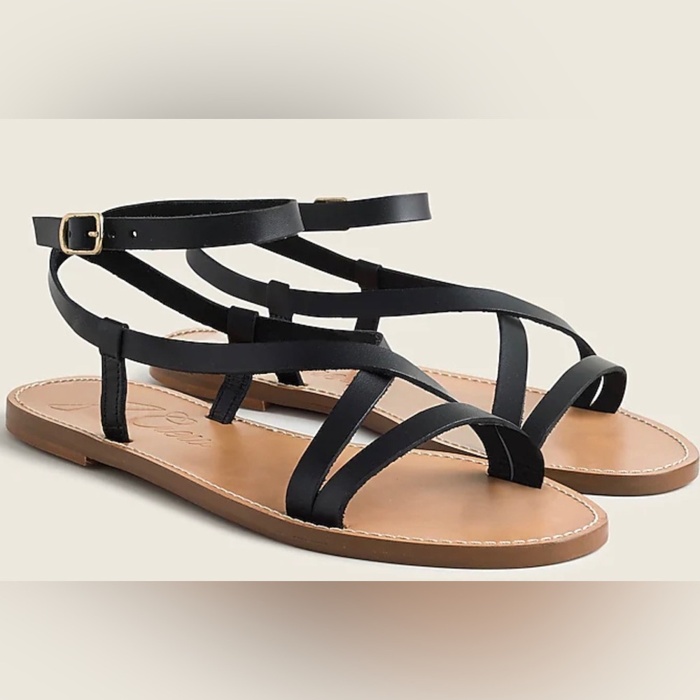 JCrew Flat Strapy Sandals in Vachetta Leather